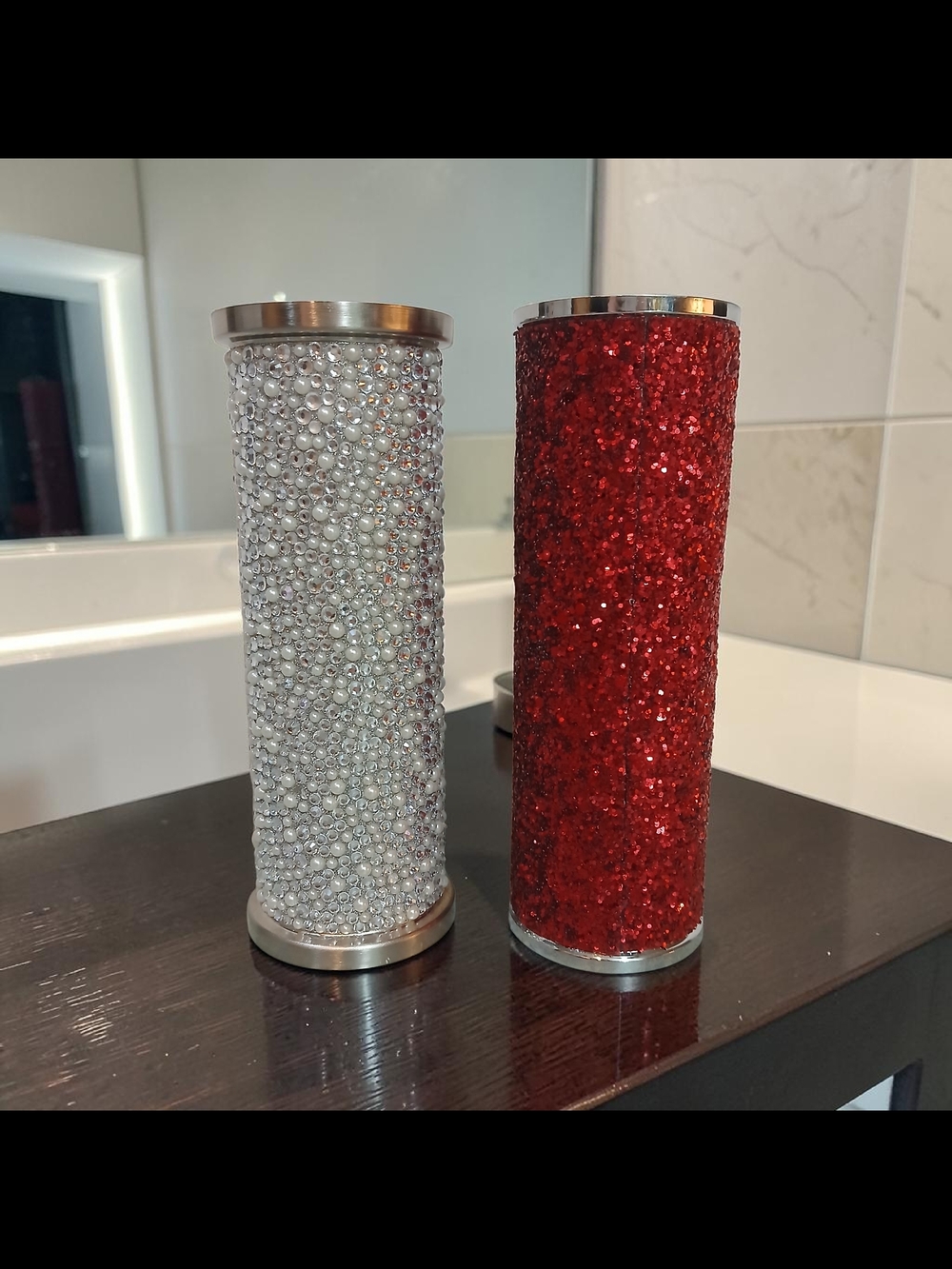 Decorative Red and Silver Glitter Fragrance Mist Holders